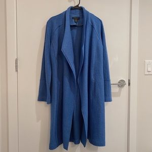 Tahari blue long cardigan/ light coat